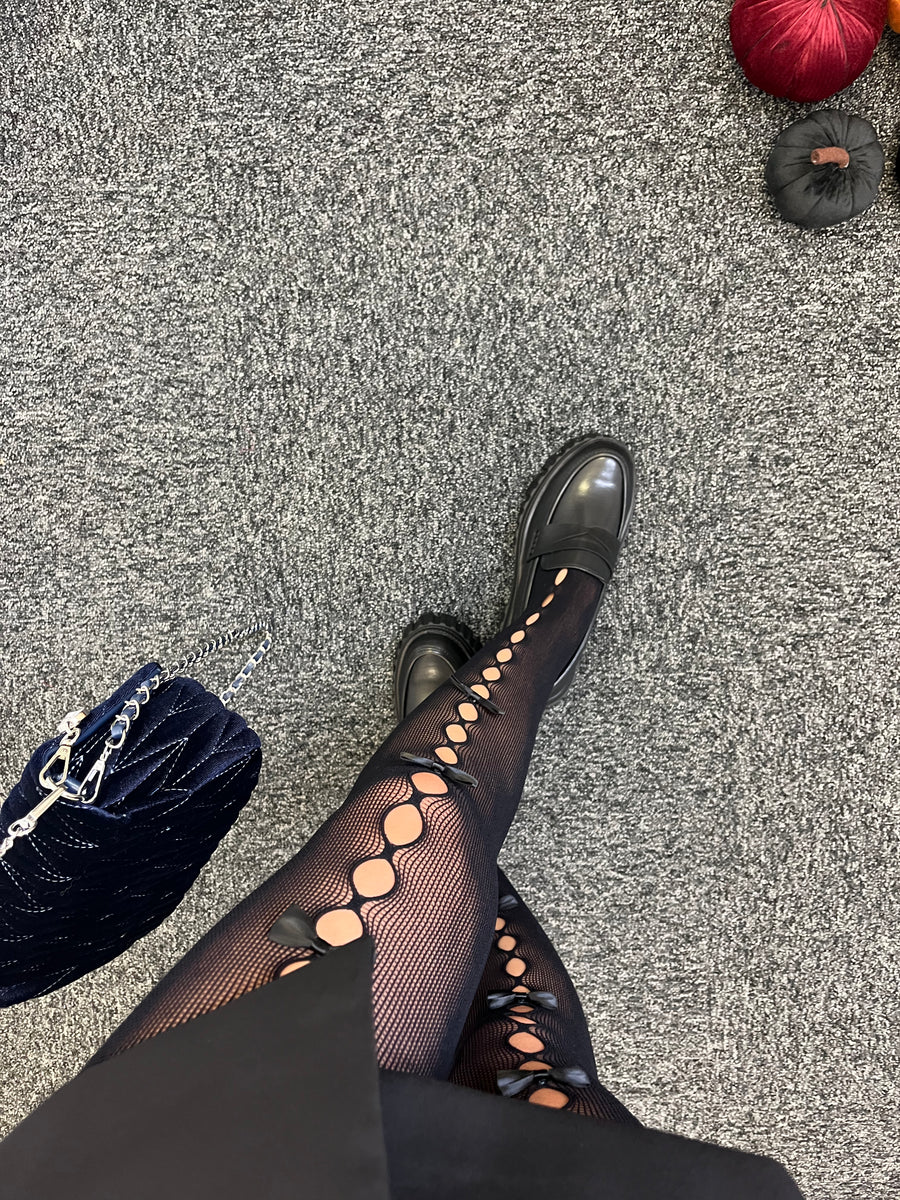 Lace Me Up Black Tights
